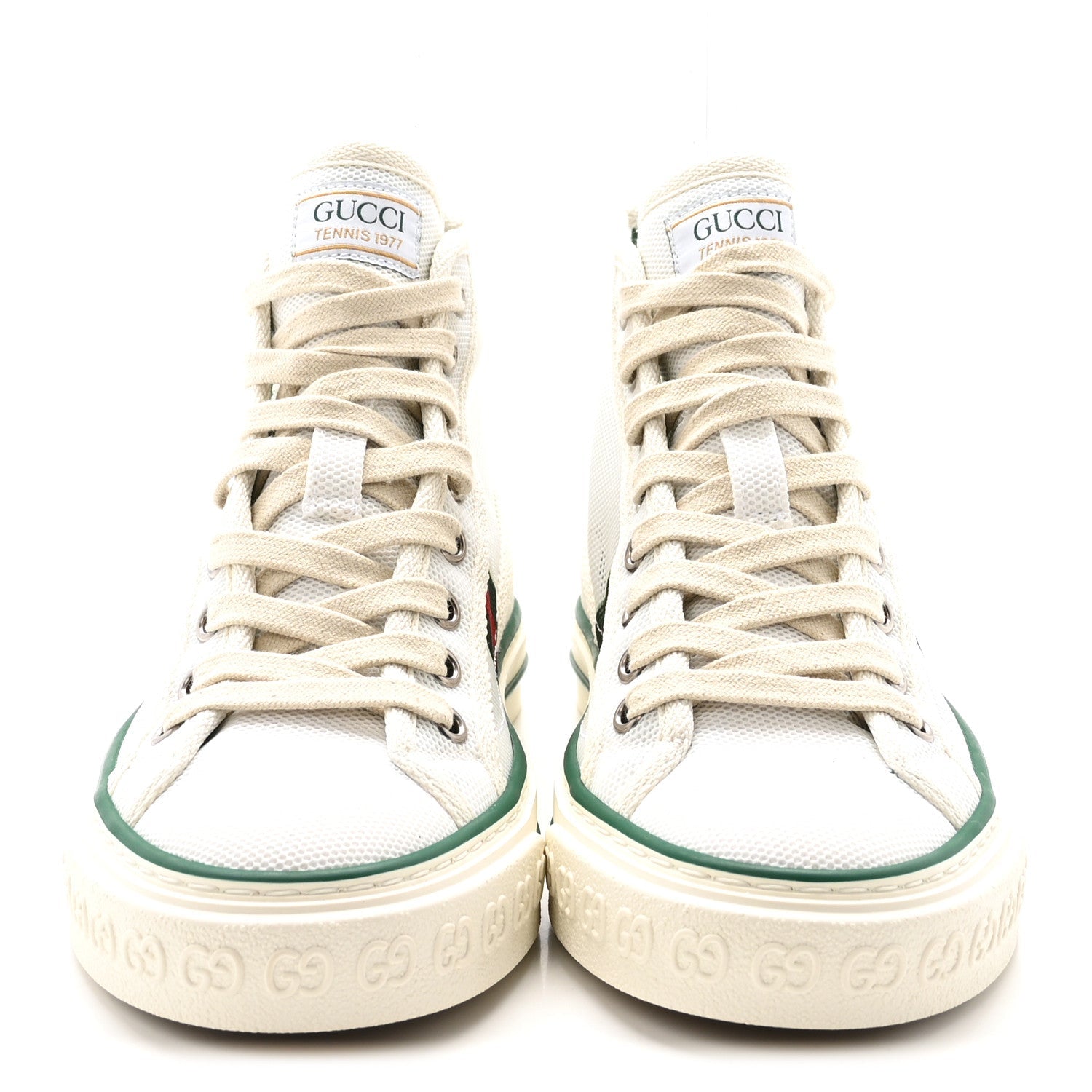 Gucci Mesh Web Womens 1977 Tennis High Top Sneakers 36 Great White Mystic White