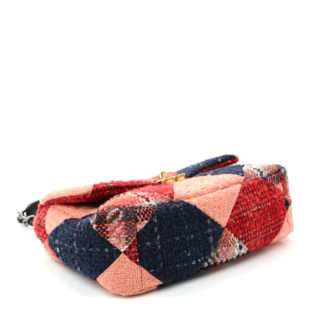 Chanel Tweed Quilted Medium Chanel 19 Flap Red Navy Multicolor