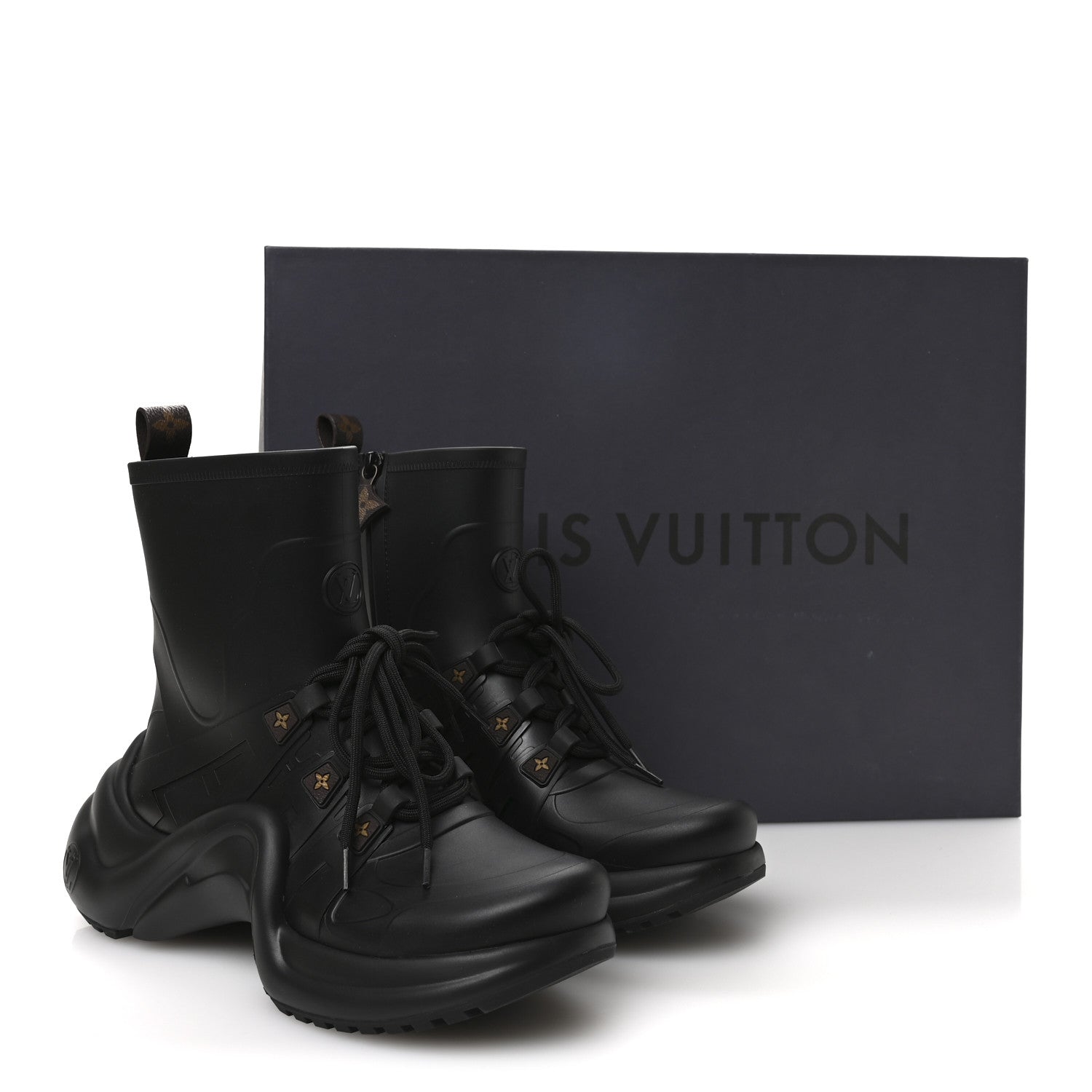 Louis Vuitton Mat Rubber Monogram LV Archlight Sneaker Boots 38 Black