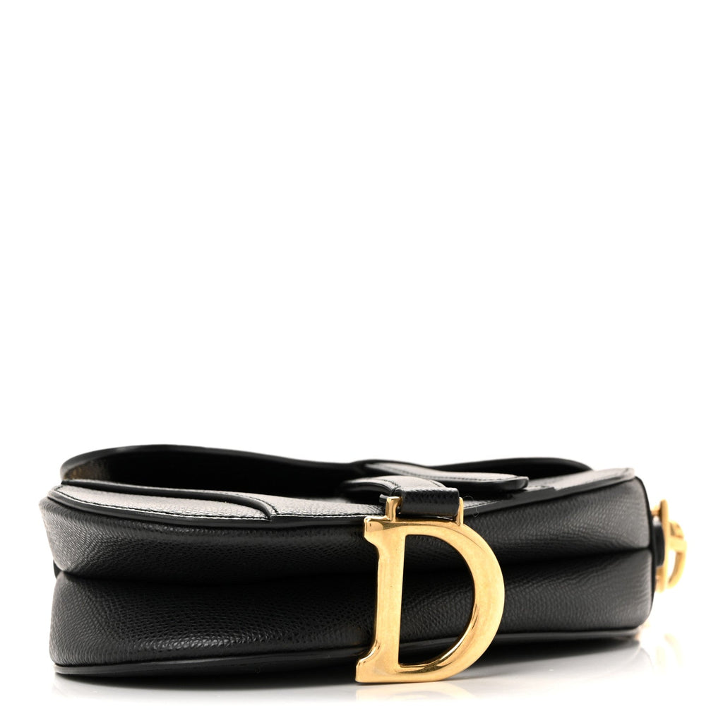Christian Dior Grained Calfskin Mini Saddle Bag Black