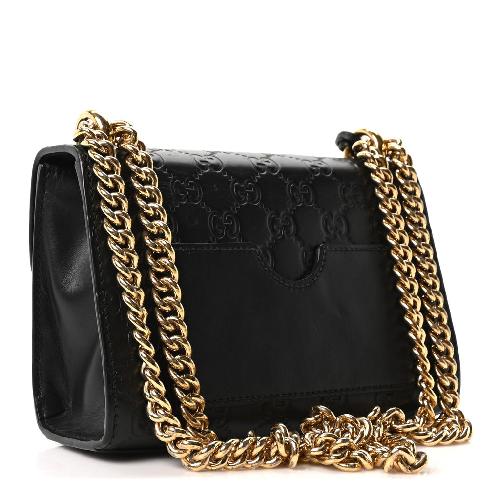 Gucci Guccissima Small Padlock Shoulder Bag Black