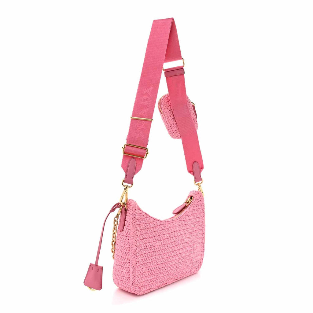 Prada Yarn Raffia Effect Crochet Re-Edition 2005 Shoulder Bag Petalo