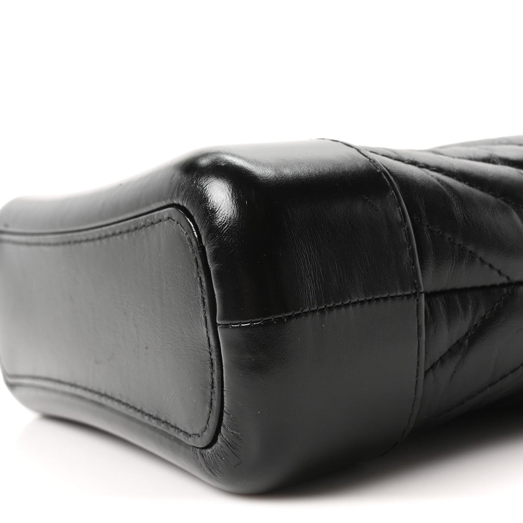 Chanel Aged Calfskin Chevron Quilted Small Gabrielle Hobo Black