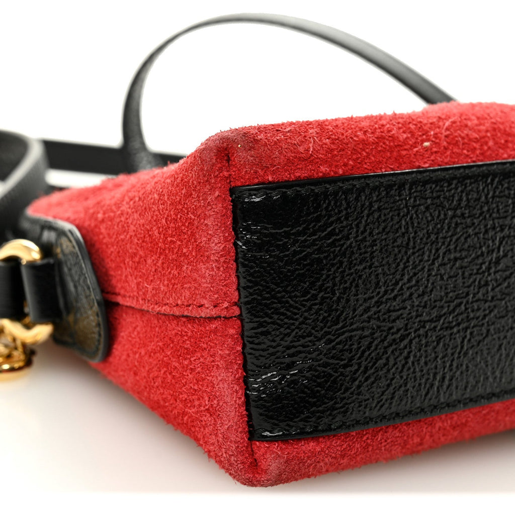 Gucci Suede Patent Web GG Small Ophidia Dome Shoulder Bag Hibiscus Red
