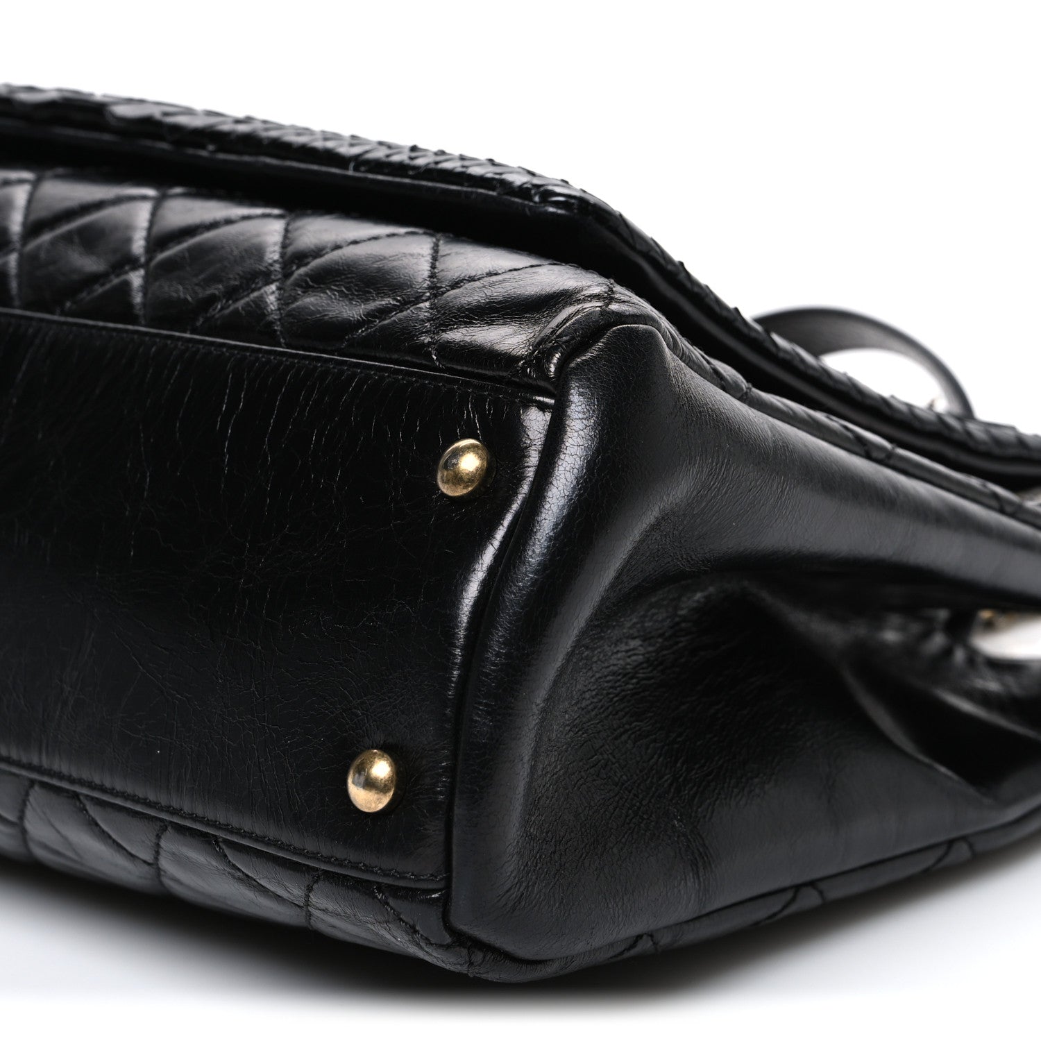 Chanel Snakeskin Glazed Calfskin Quilted Urban Mix Tote Black