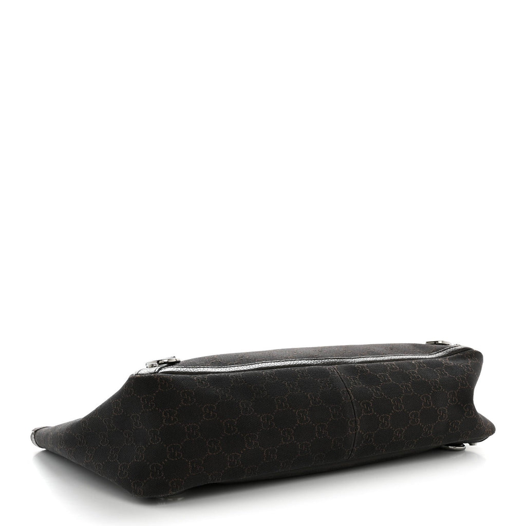 Gucci Denim Monogram Large Abbey Tote Dark Brown