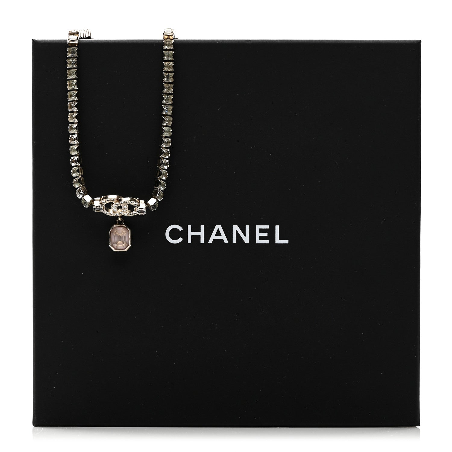 Crystal CC Pendant Choker Gold Pink