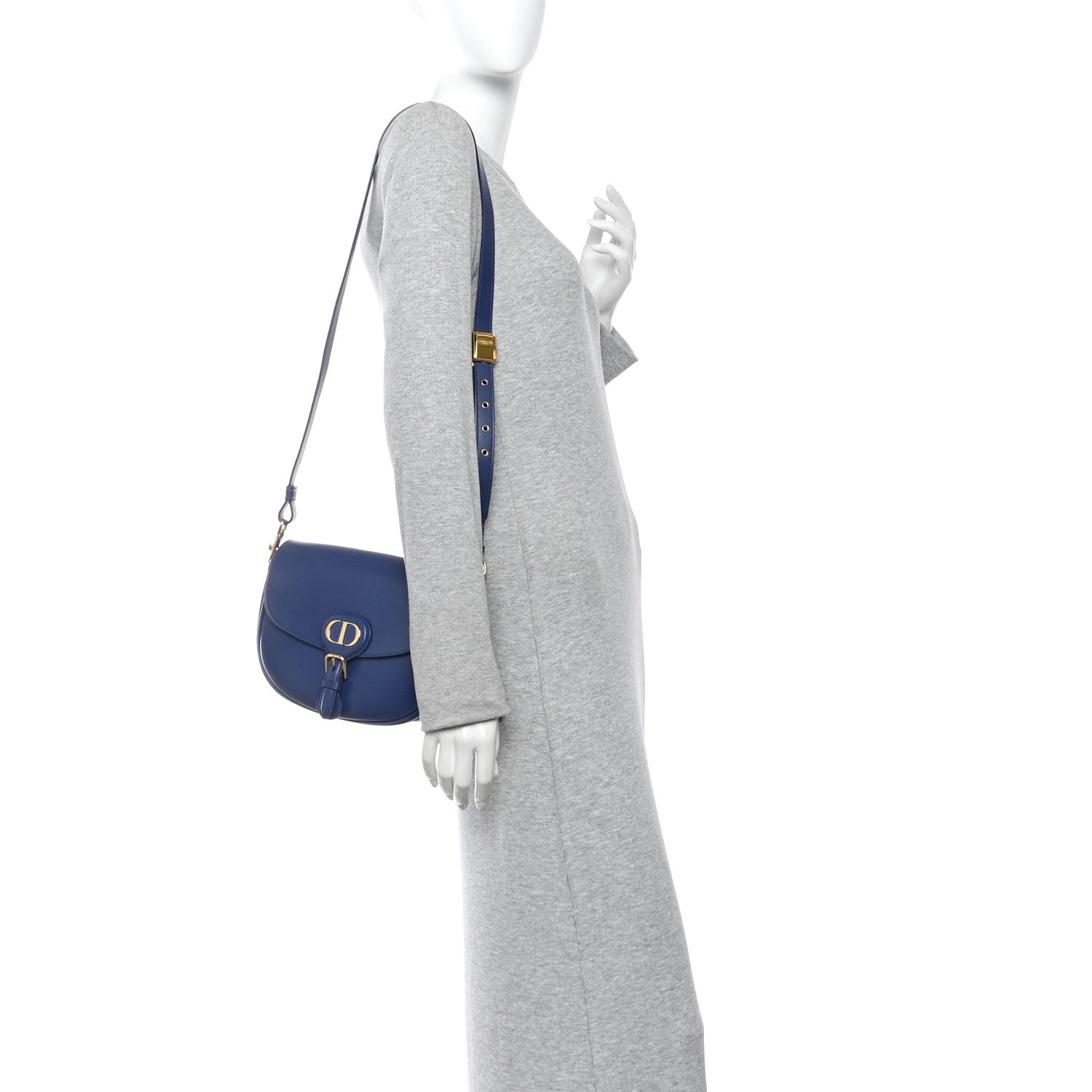 Christian Dior Box Calfskin Medium Bobby Flap Blue