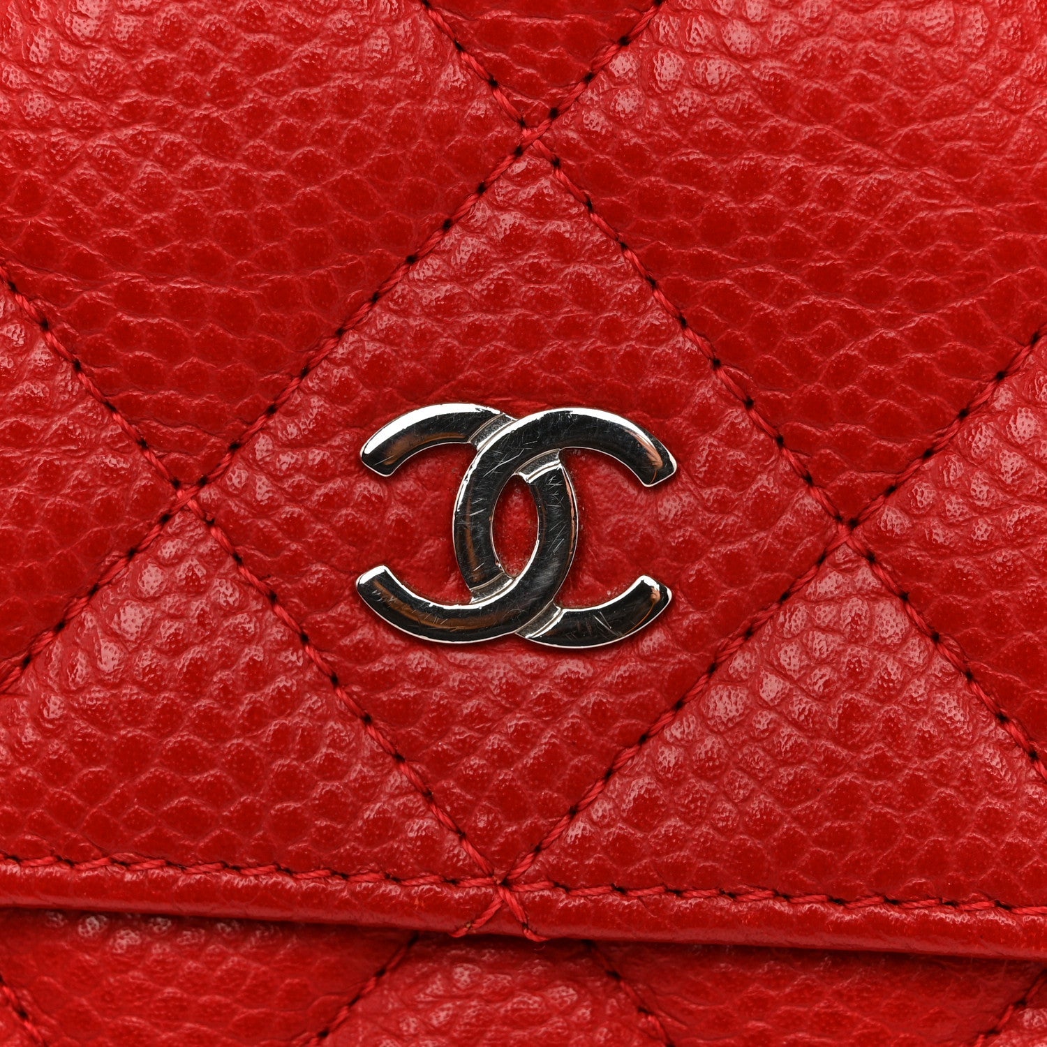 Chanel Caviar Quilted Wallet on Chain WOC Red