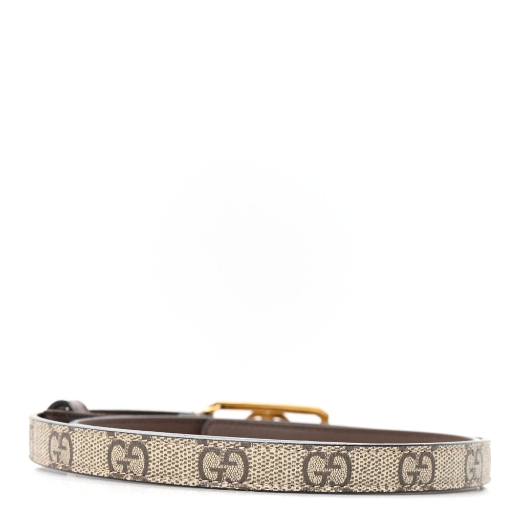 Gucci GG Supreme Monogram Plutone Calfskin Interlocking G Buckle 15mm Belt 80 32 Beige Ebony New Acero