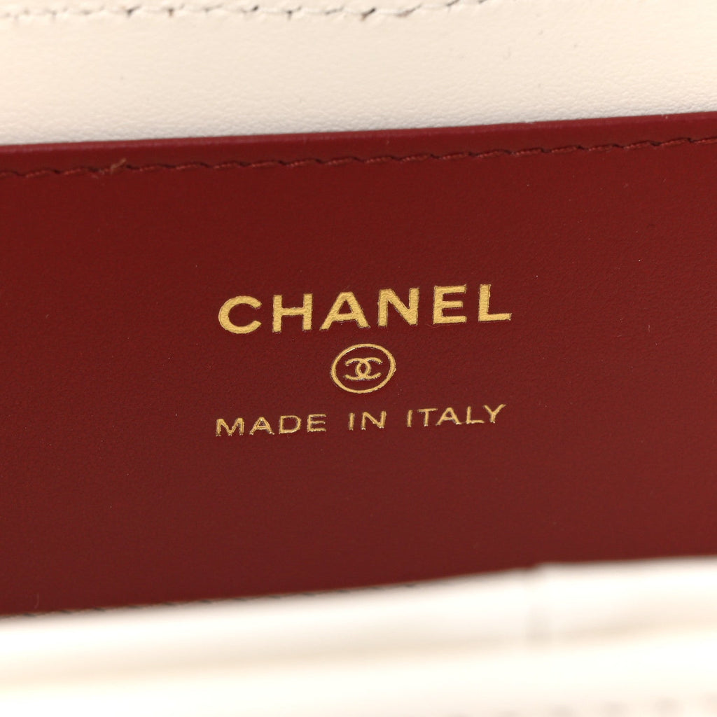 Chanel Shiny Caviar Preppy Coco Long Vanity With Strap White