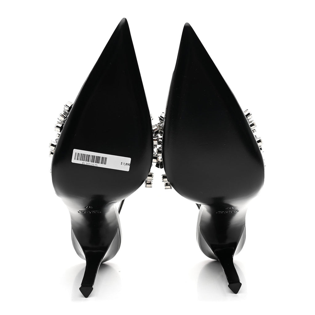 Gucci Vernice Crystal Embellished Guinevere Slingback Pumps 37 Black