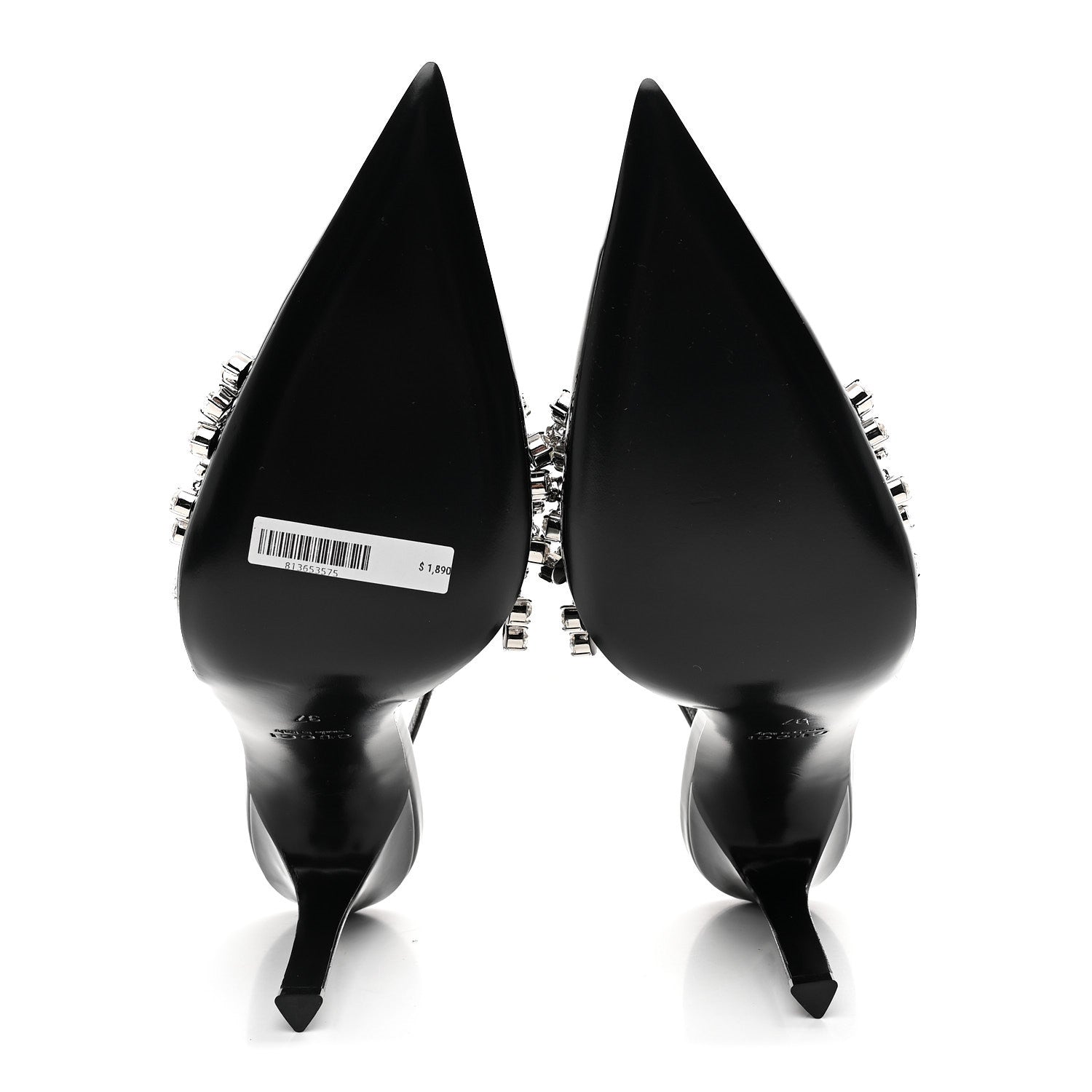 Gucci Vernice Crystal Embellished Guinevere Slingback Pumps 37 Black