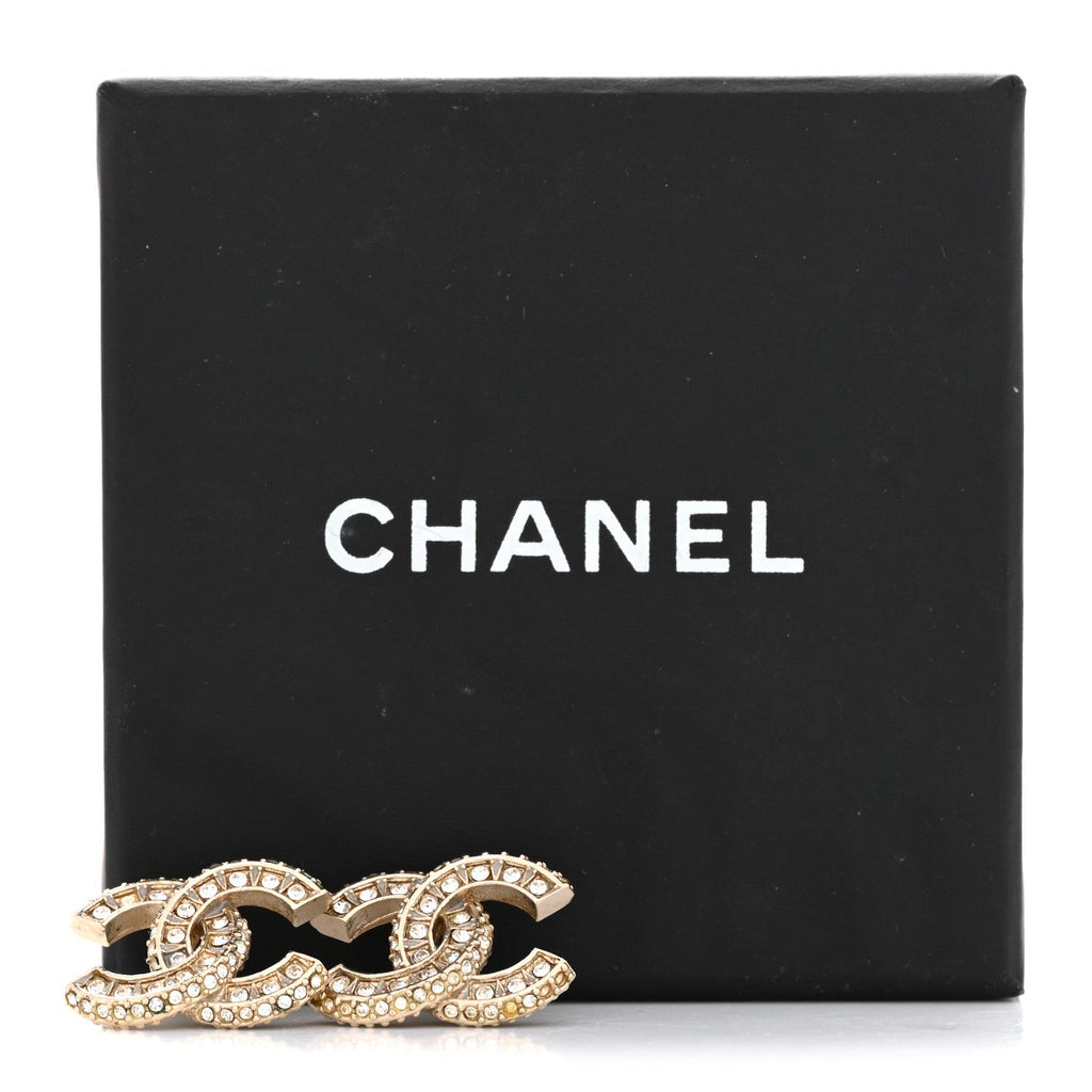 Crystal Timeless CC Earrings Light Gold