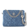Chanel Denim Quilted Camellia Sweetheart Small Hobo Blue