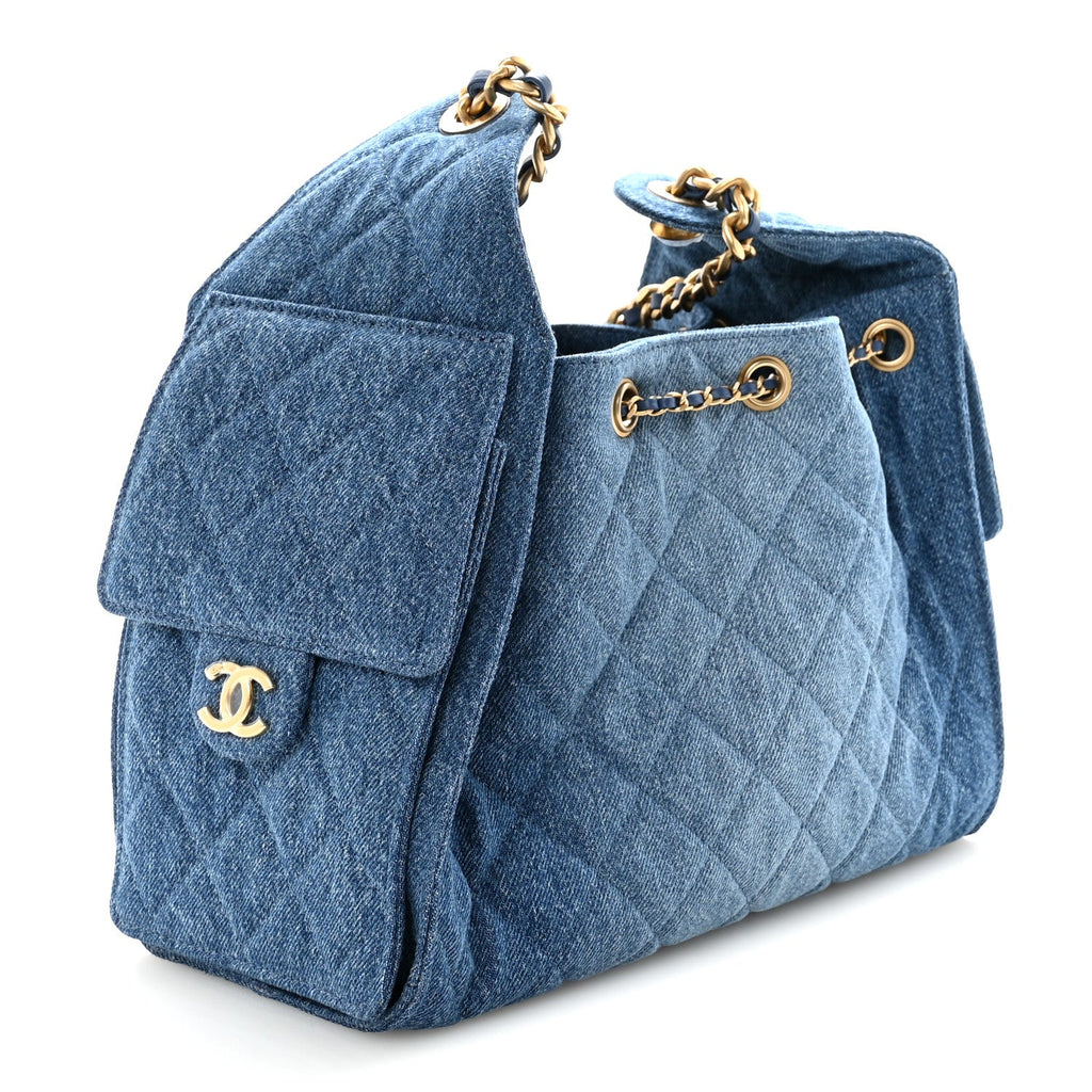 Chanel Washed Denim Quilted Small Chanel 25 Handbag Blue