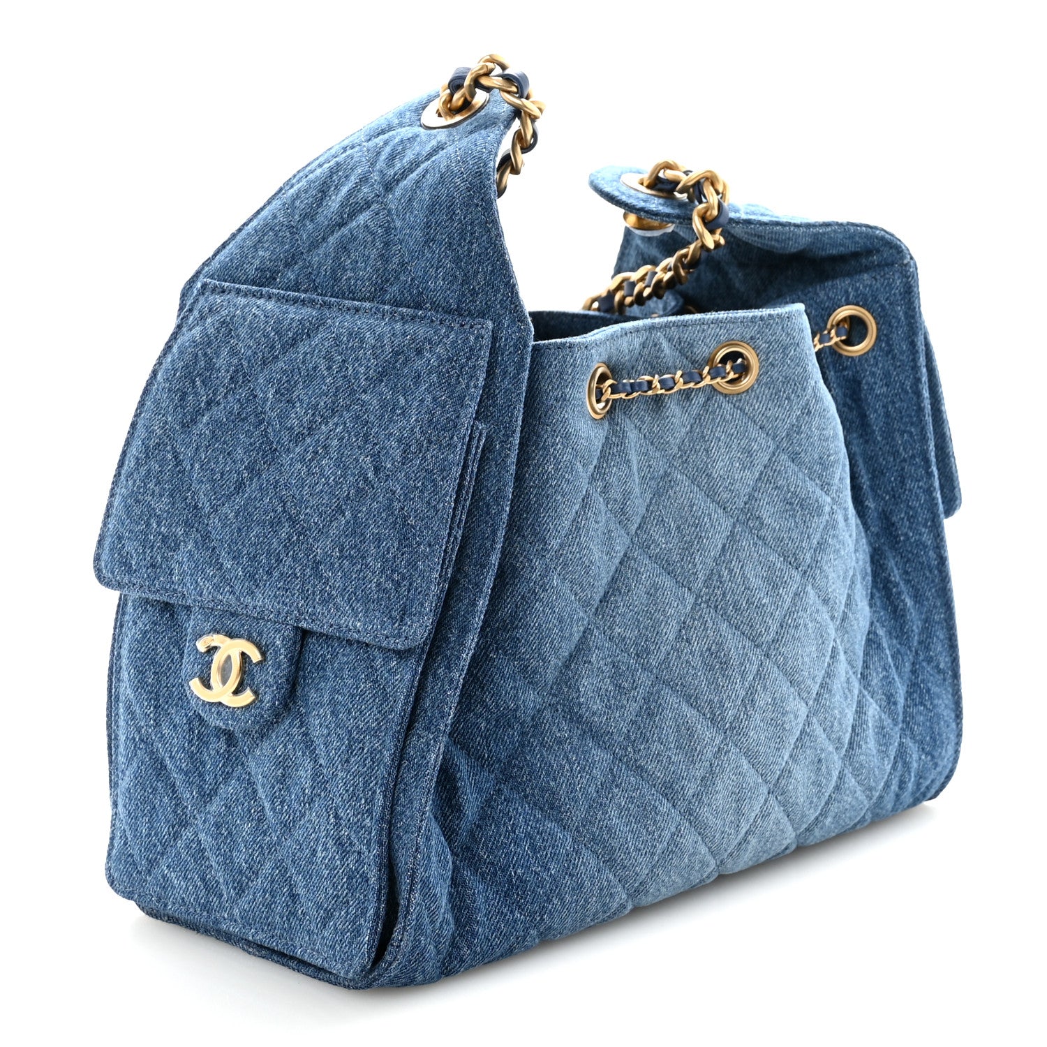 Chanel Washed Denim Quilted Small Chanel 25 Handbag Blue