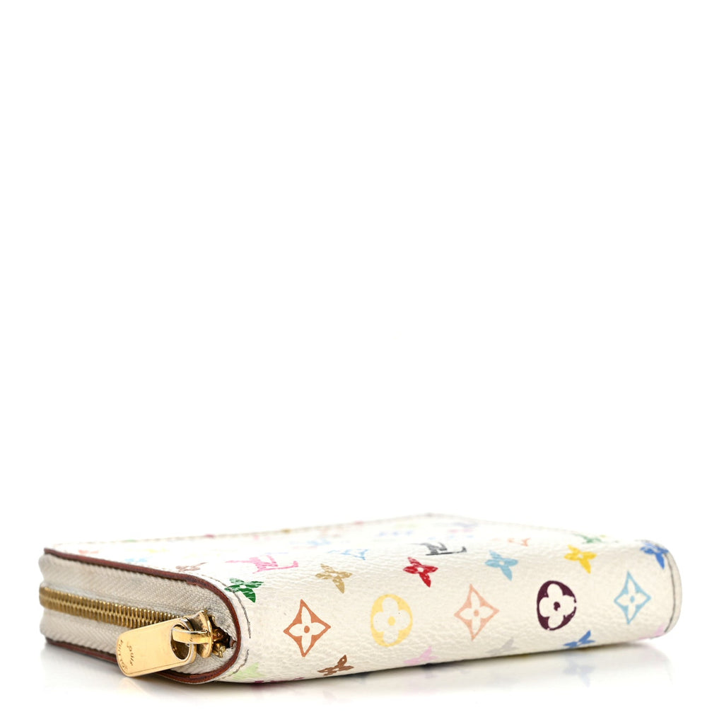 Louis Vuitton Monogram Multicolor Zippy Coin Purse Wallet White Litchi