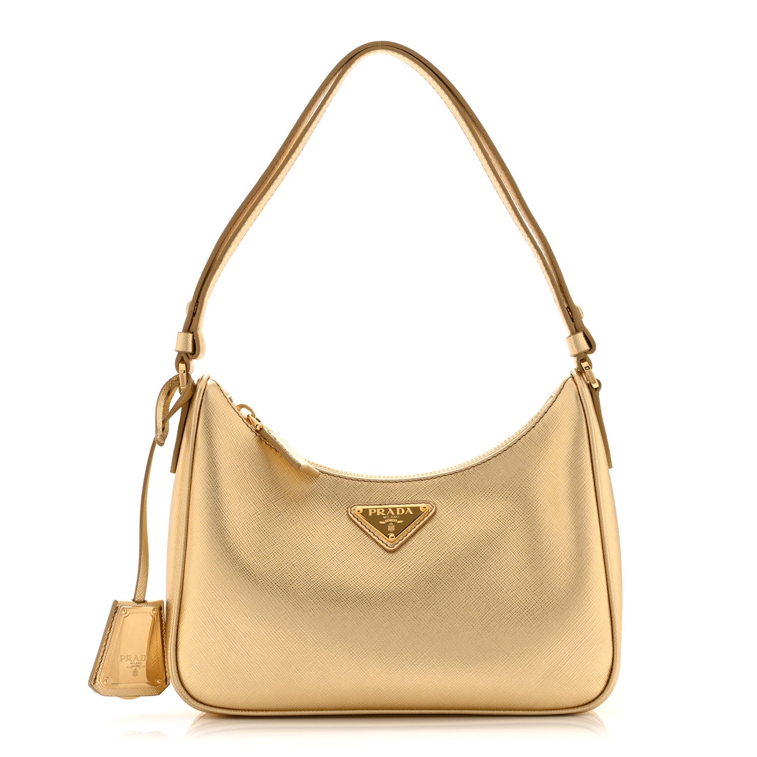 Prada Saffiano Lux Mini Re-Edition Shoulder Bag Platino
