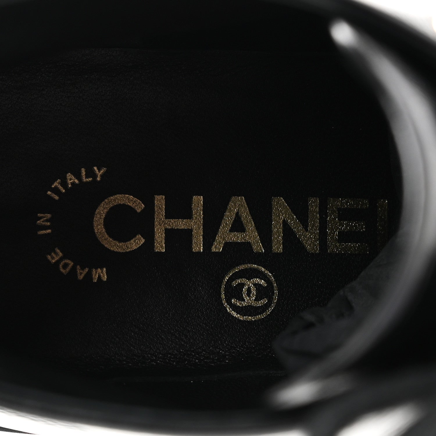 Chanel Shiny Calfskin Pearl Lace Up Combat Short Boots 38 Black
