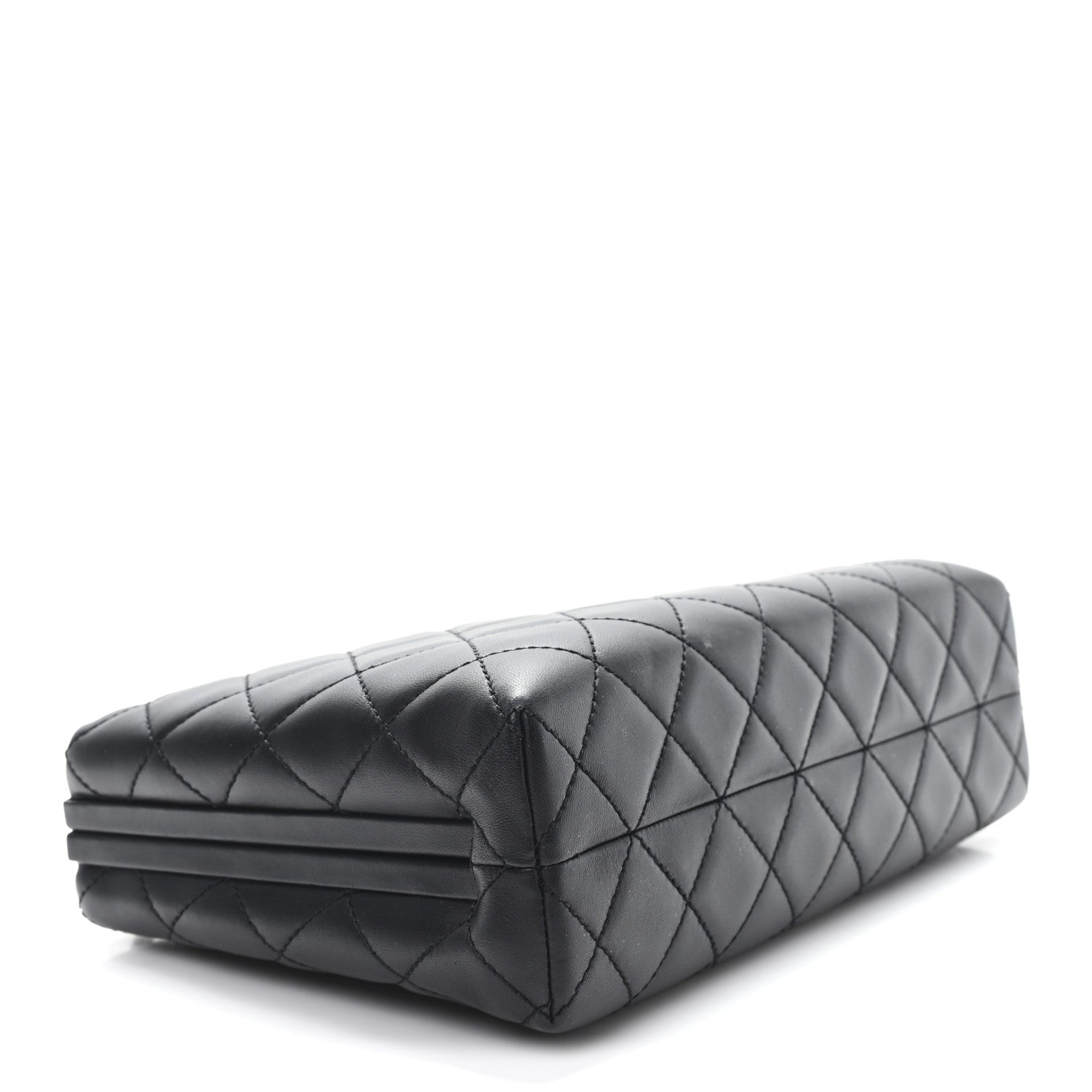 Chanel Lambskin Quilted Kisslock Minaudiere Black