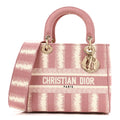 Christian Dior Canvas Medium D-Stripes Lady D-Lite Pink