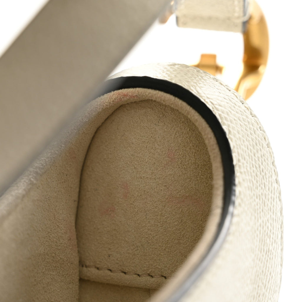Christian Dior Grained Calfskin Mini Saddle Bag White