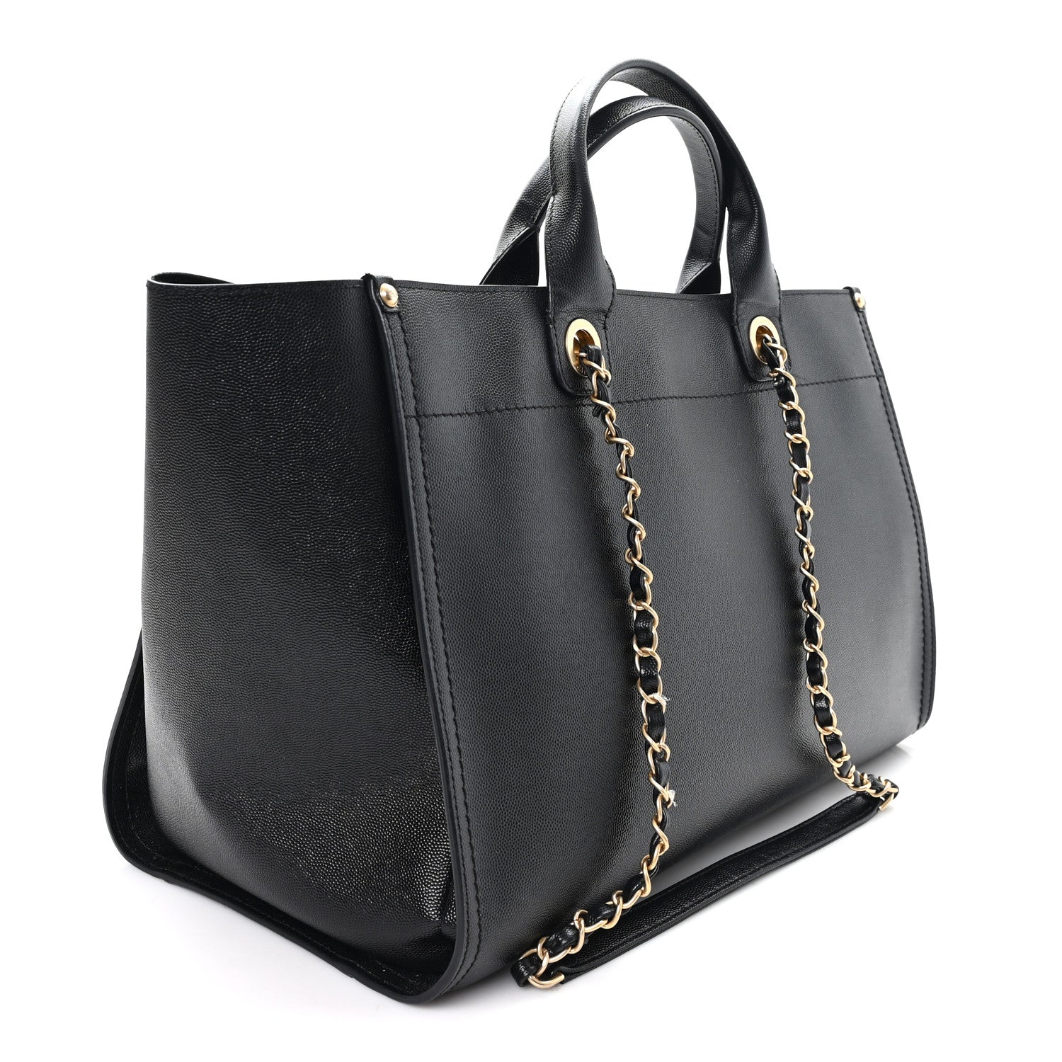 Chanel Caviar Medium Studded Deauville Tote Black