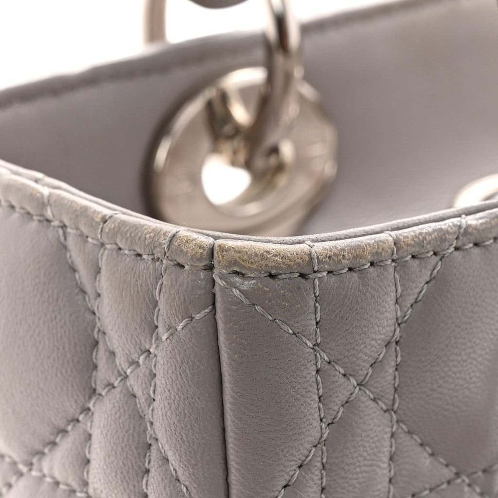 Christian Dior Lambskin Cannage Medium Lady Dior Grey