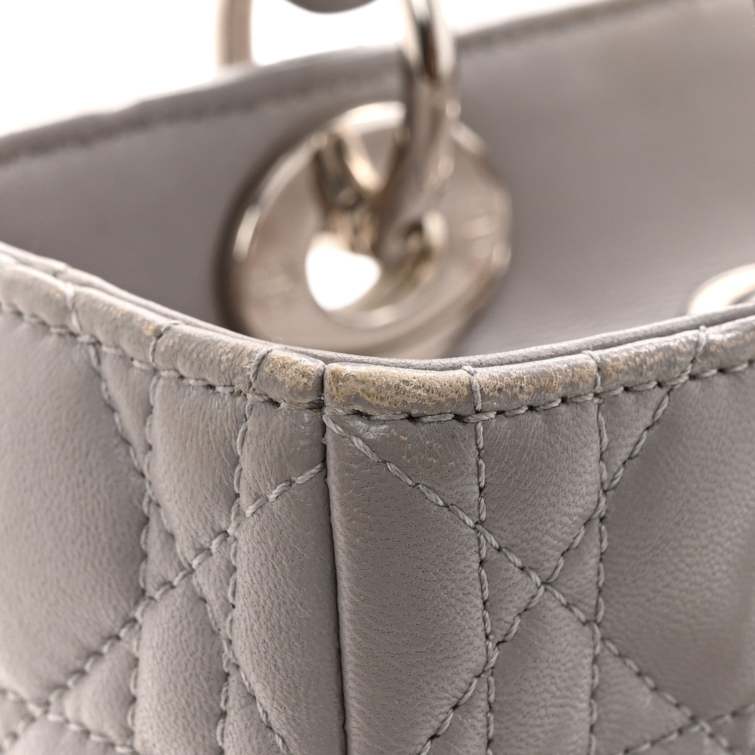 Christian Dior Lambskin Cannage Medium Lady Dior Grey
