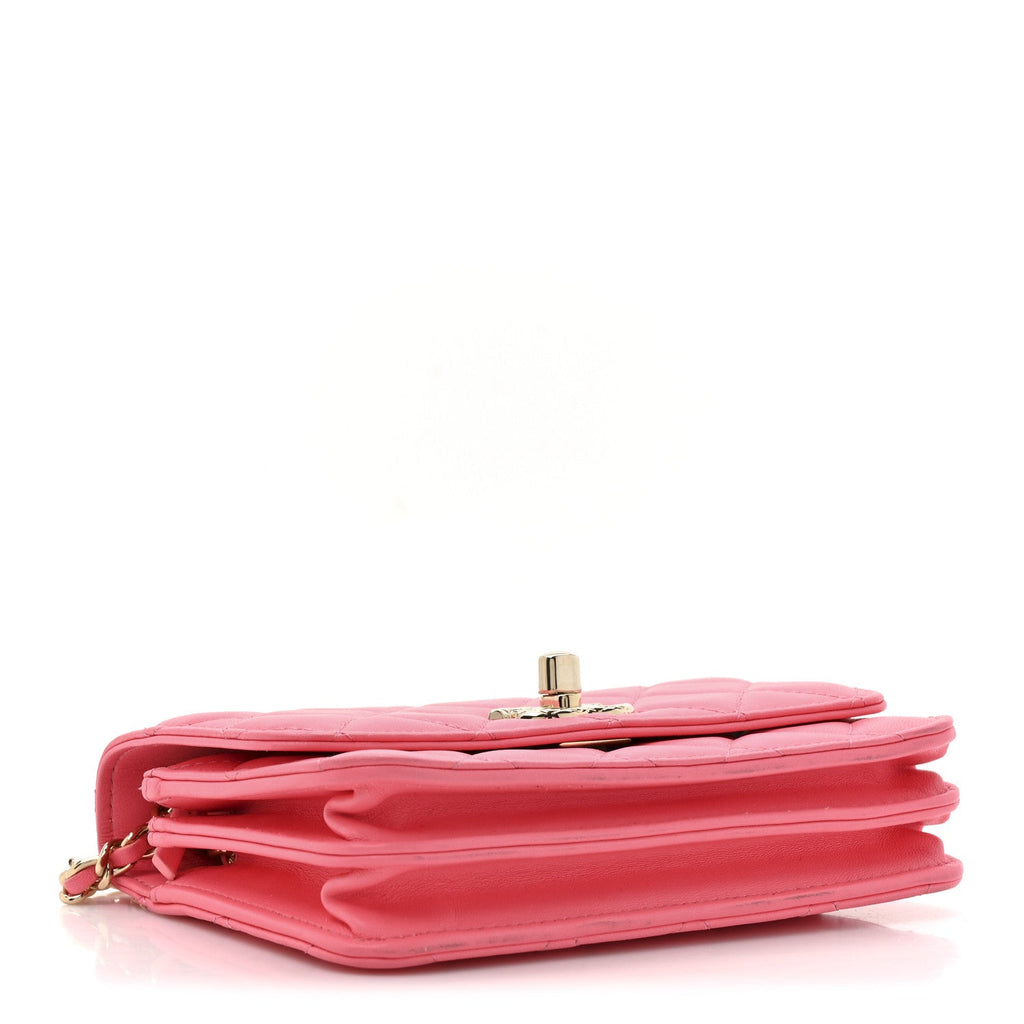 Chanel Lambskin Quilted Mini Trendy CC Wallet On Chain WOC Pink