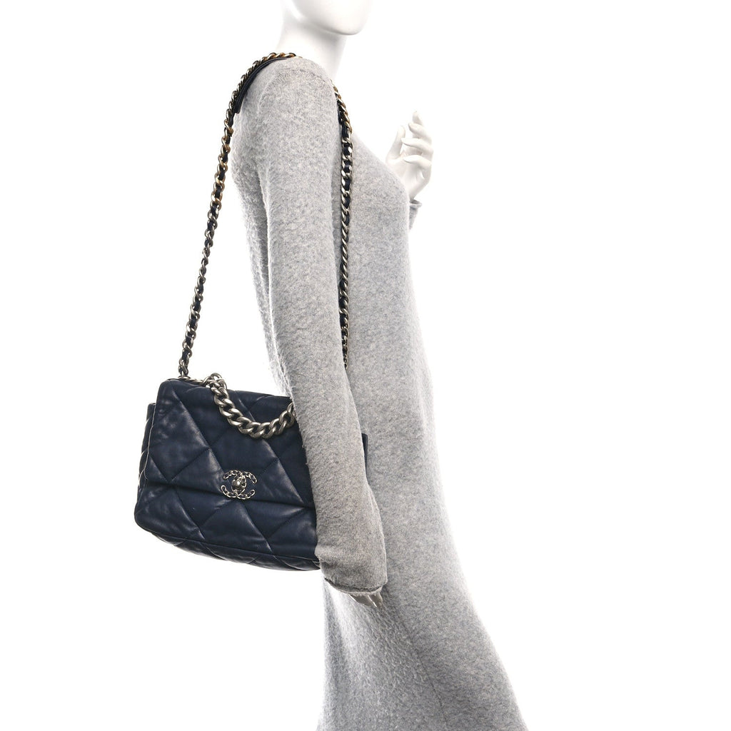 Chanel Lambskin Quilted Large Chanel 19 Flap Black
