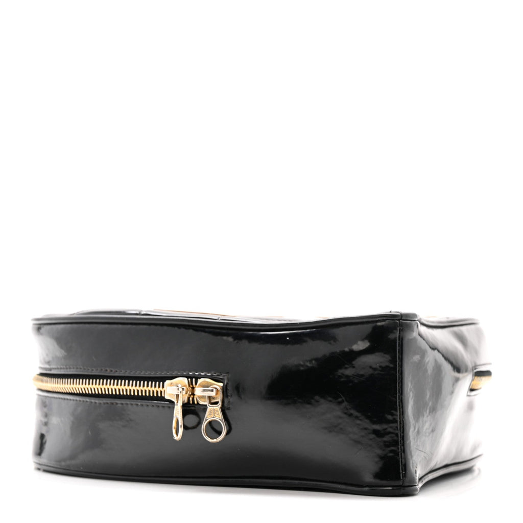 Chanel Patent Quilted CC Barbie Heart Vanity Case Black