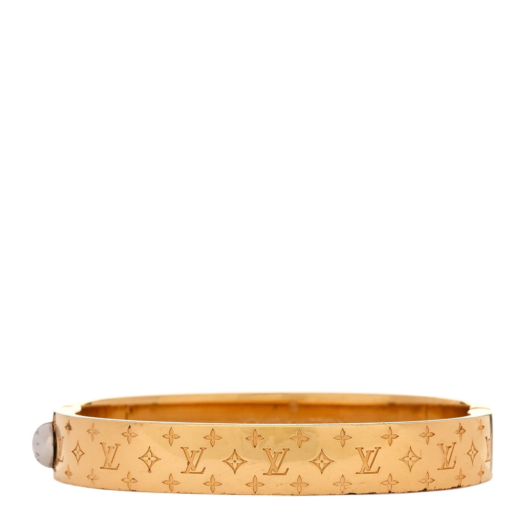 Louis Vuitton Brass Monogram Nanogram Cuff S Gold