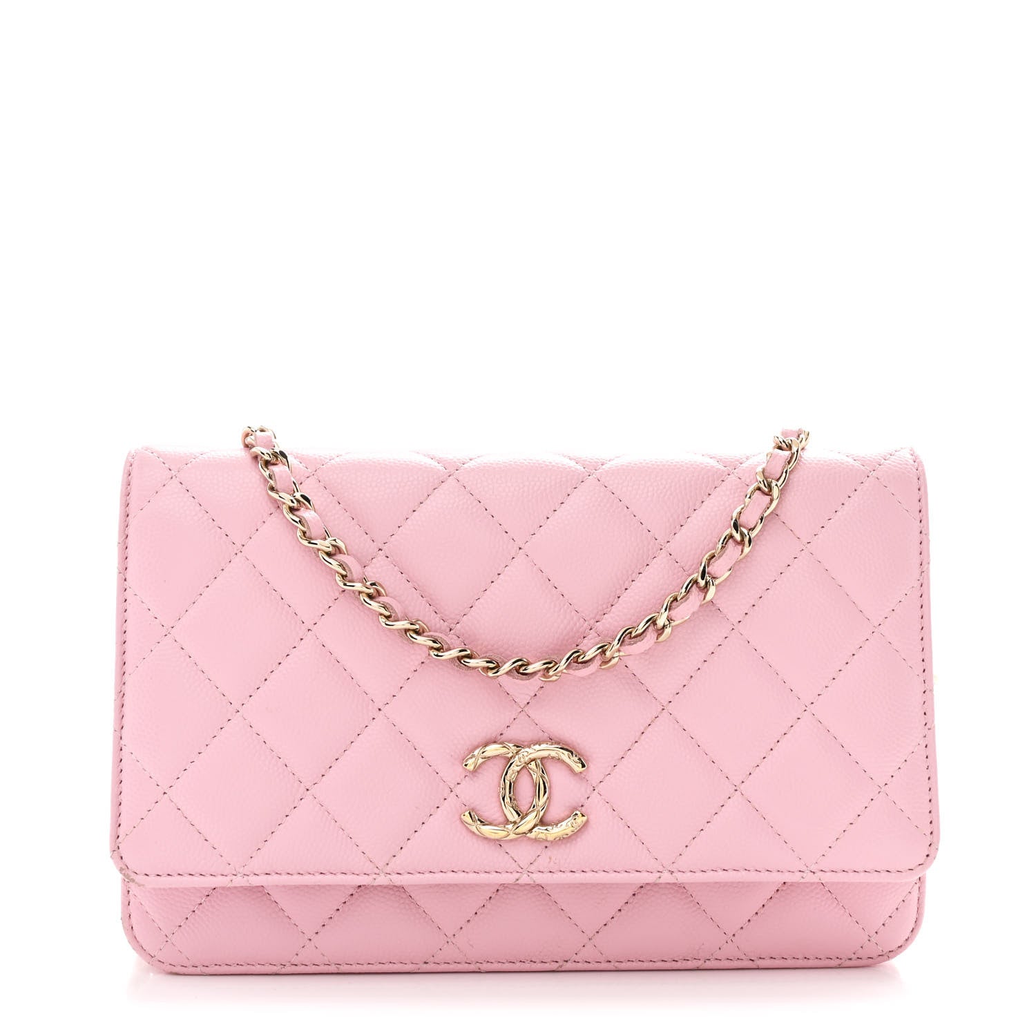 Chanel Caviar Quilted Wallet on Chain WOC Light Pink