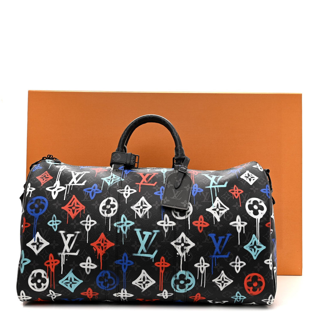 Louis Vuitton Monogram Eclipse LV Graffiti Keepall Bandouliere 50 Multicolor