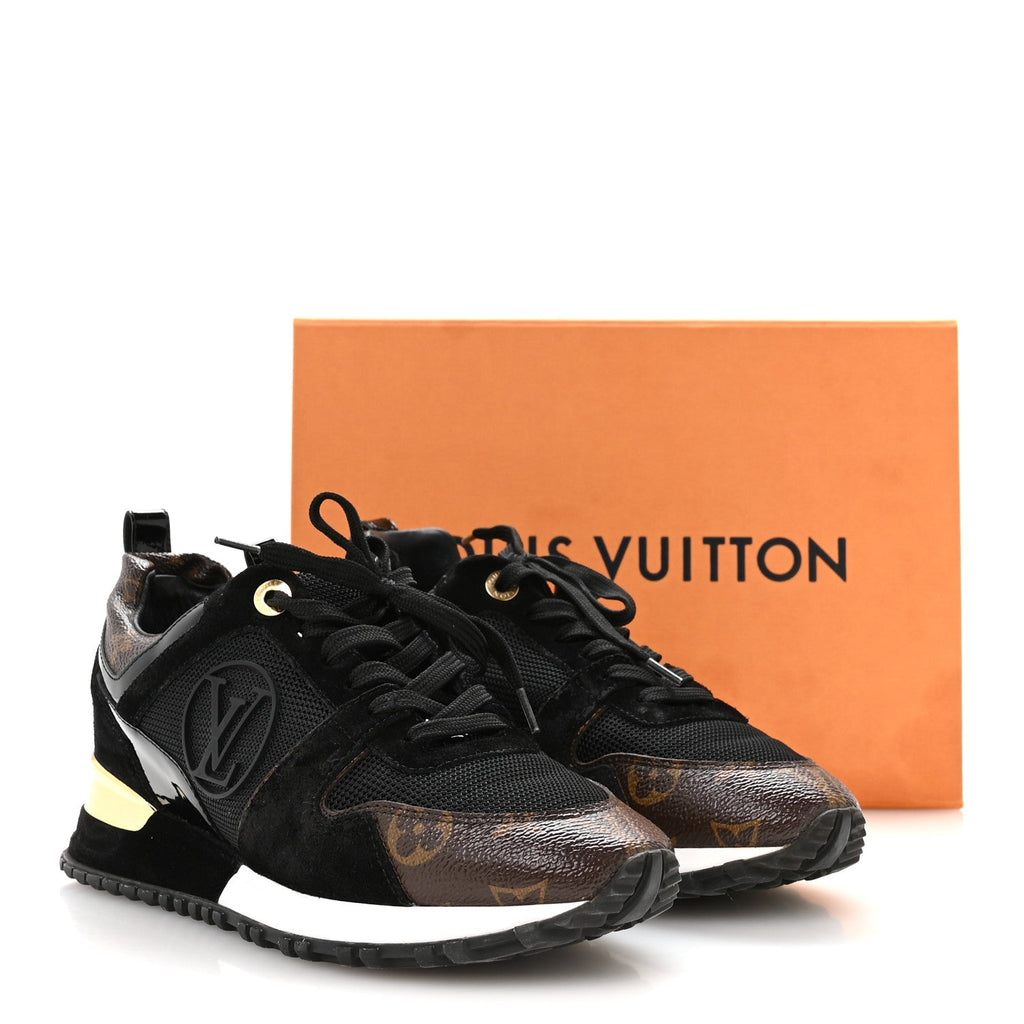 Louis Vuitton Suede Monogram Run Away Sneakers 36.5 Black