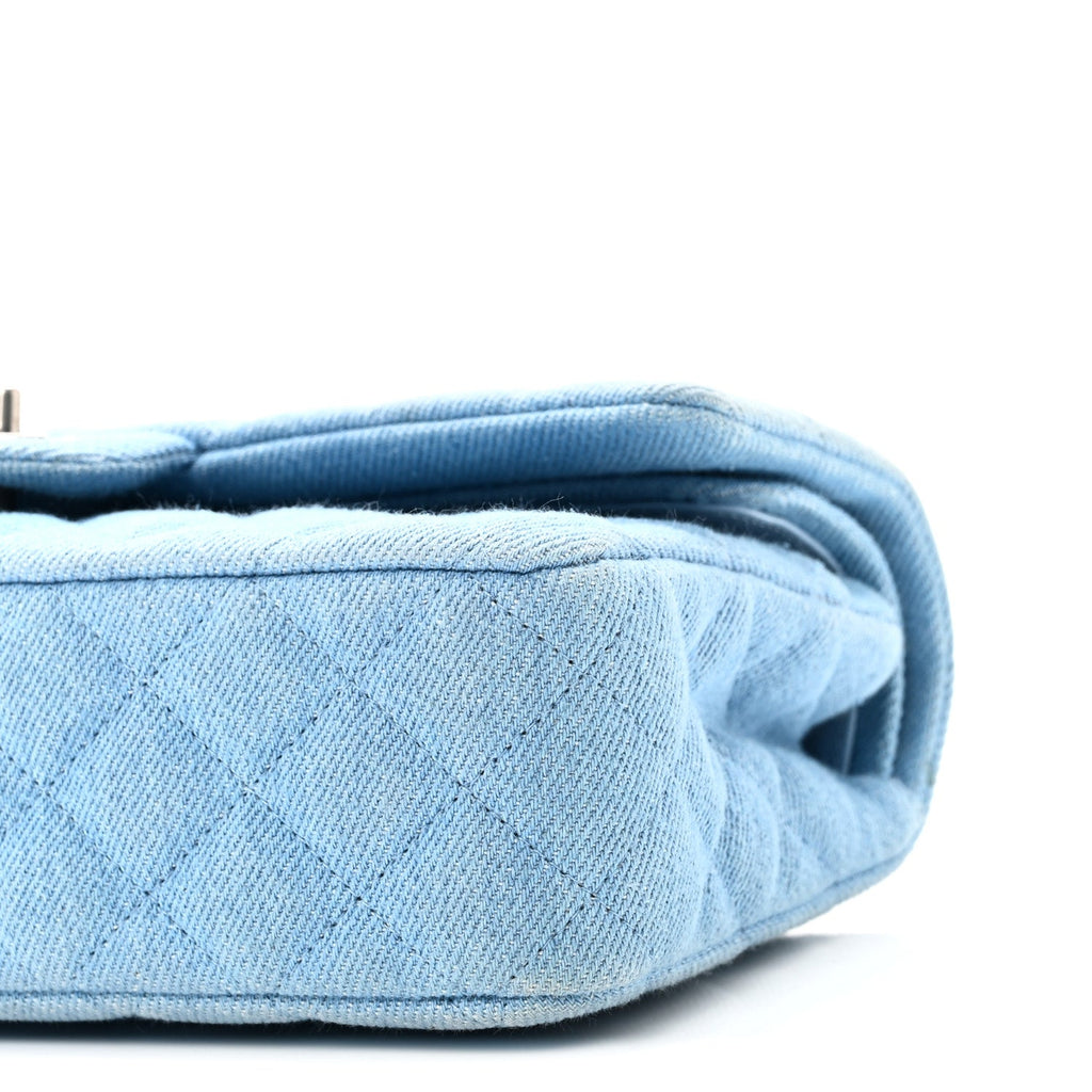Chanel Denim Quilted Medium Double Flap Light Blue