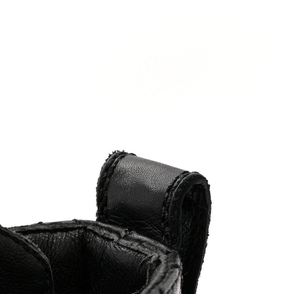 Calfskin Quilted Lace Up Combat Boots 36.5 Black