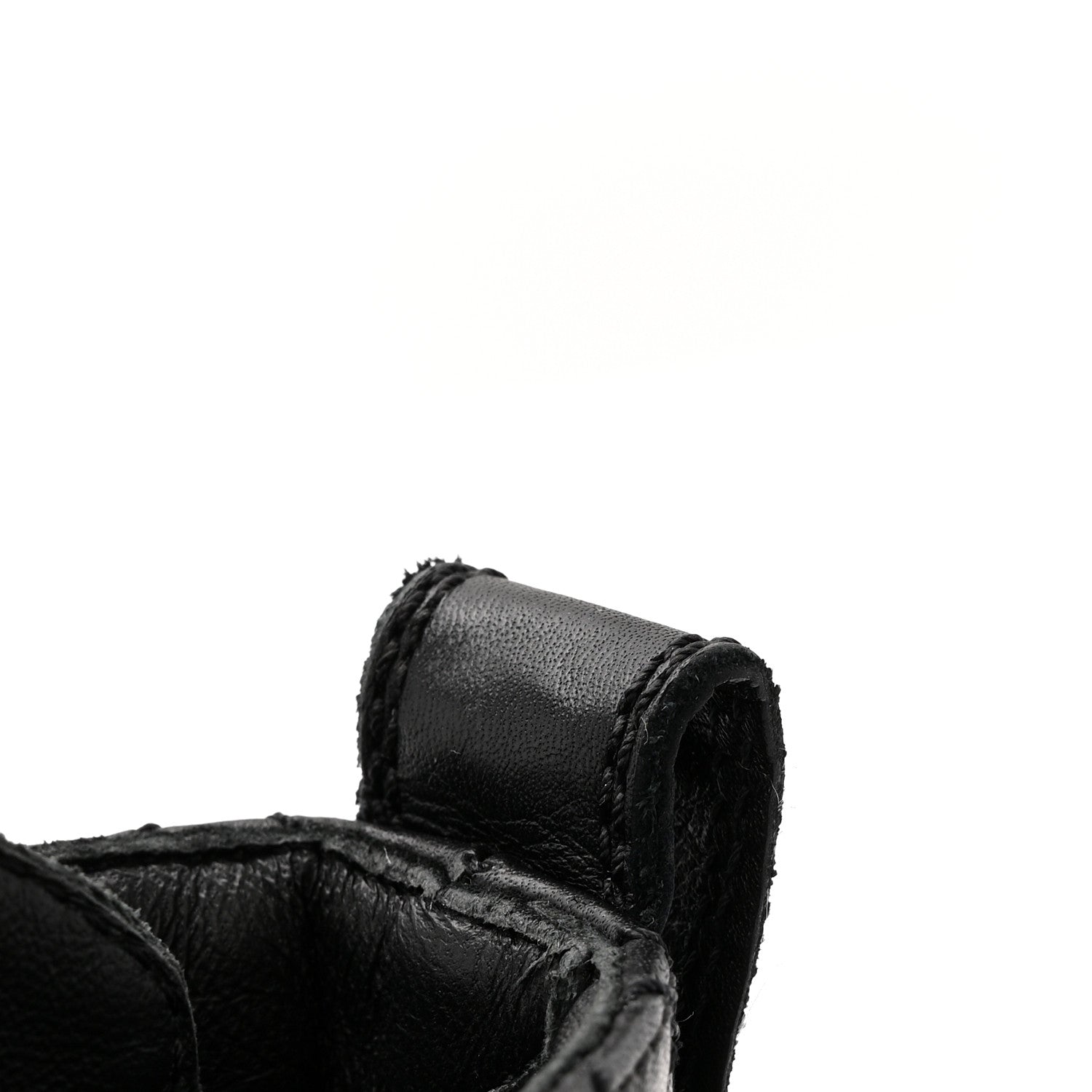 Calfskin Quilted Lace Up Combat Boots 36.5 Black