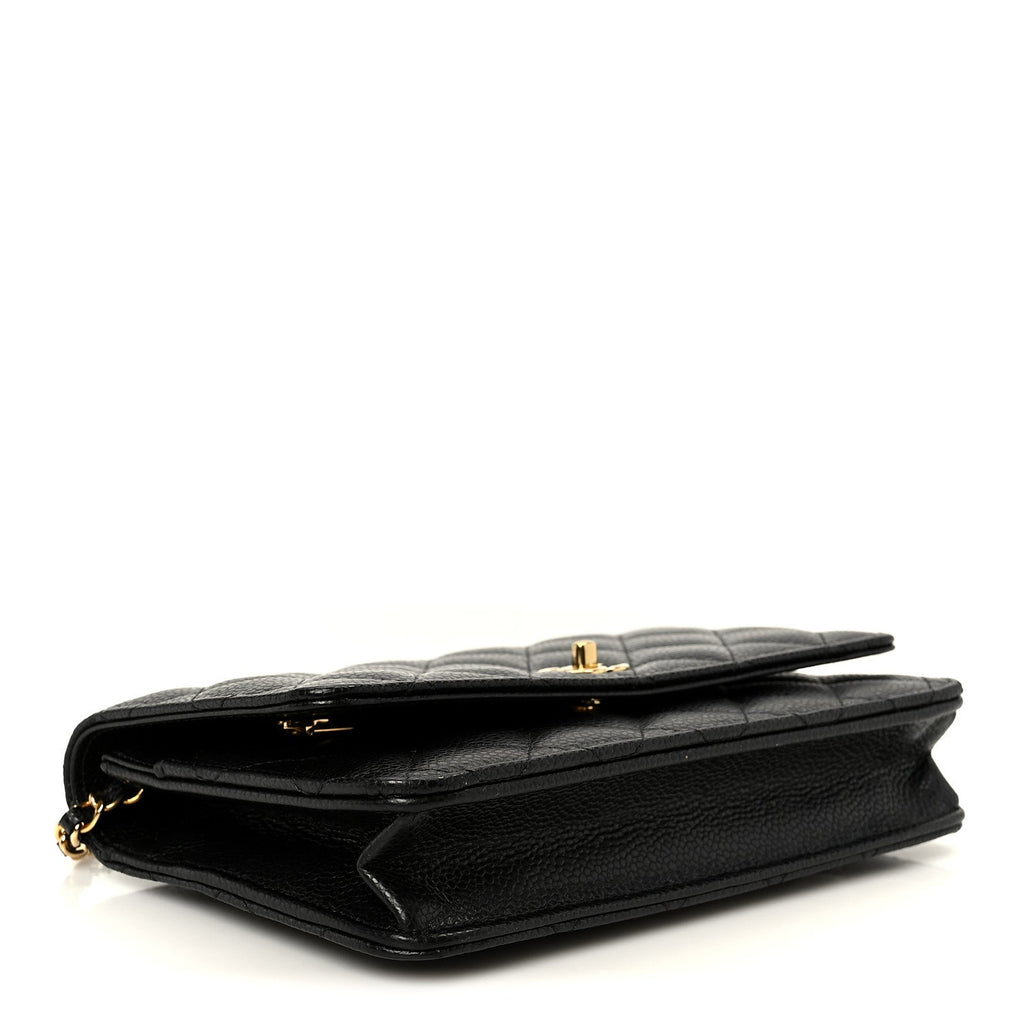 Chanel Caviar Quilted CC Turnlock Wallet On Chain WOC Black