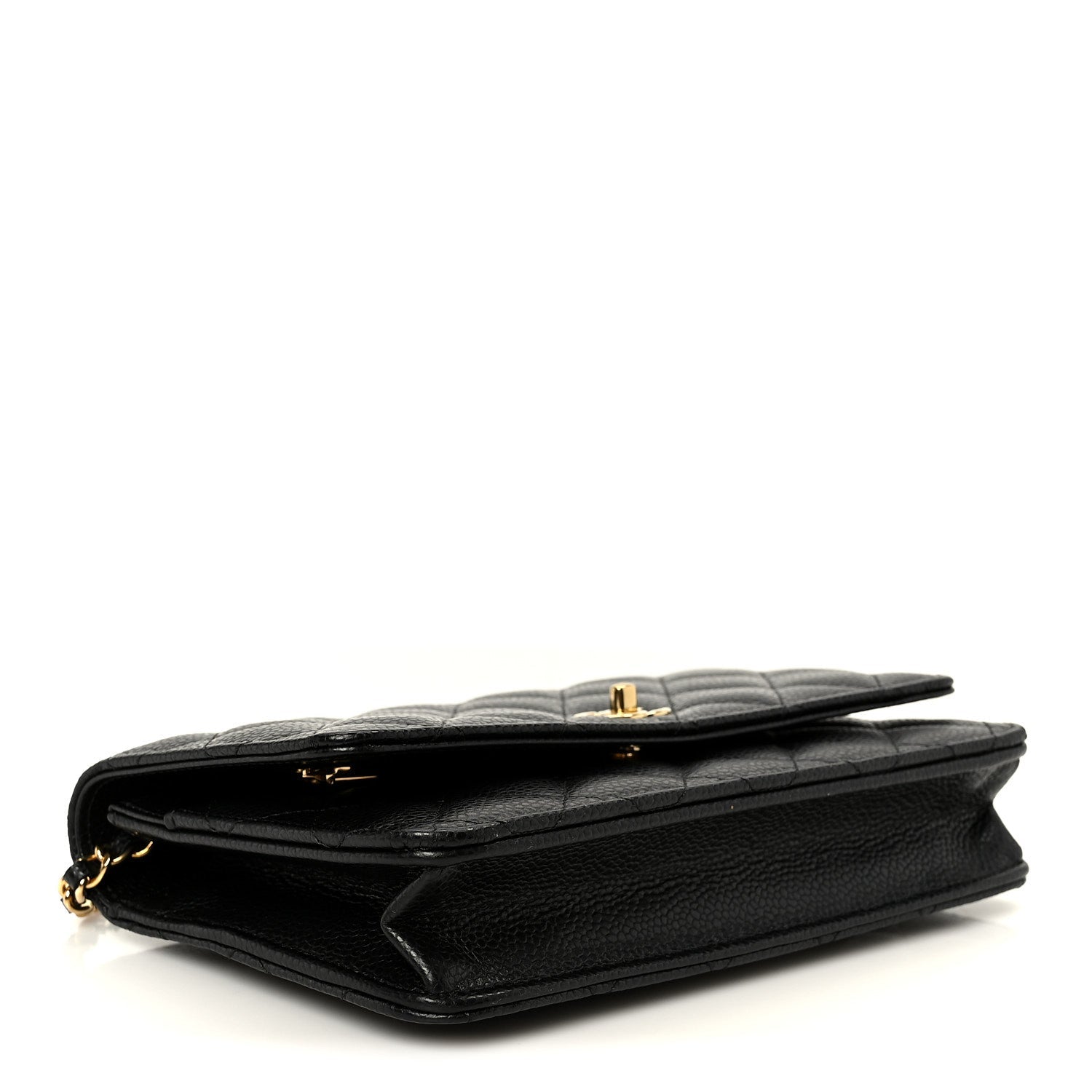 Chanel Caviar Quilted CC Turnlock Wallet On Chain WOC Black
