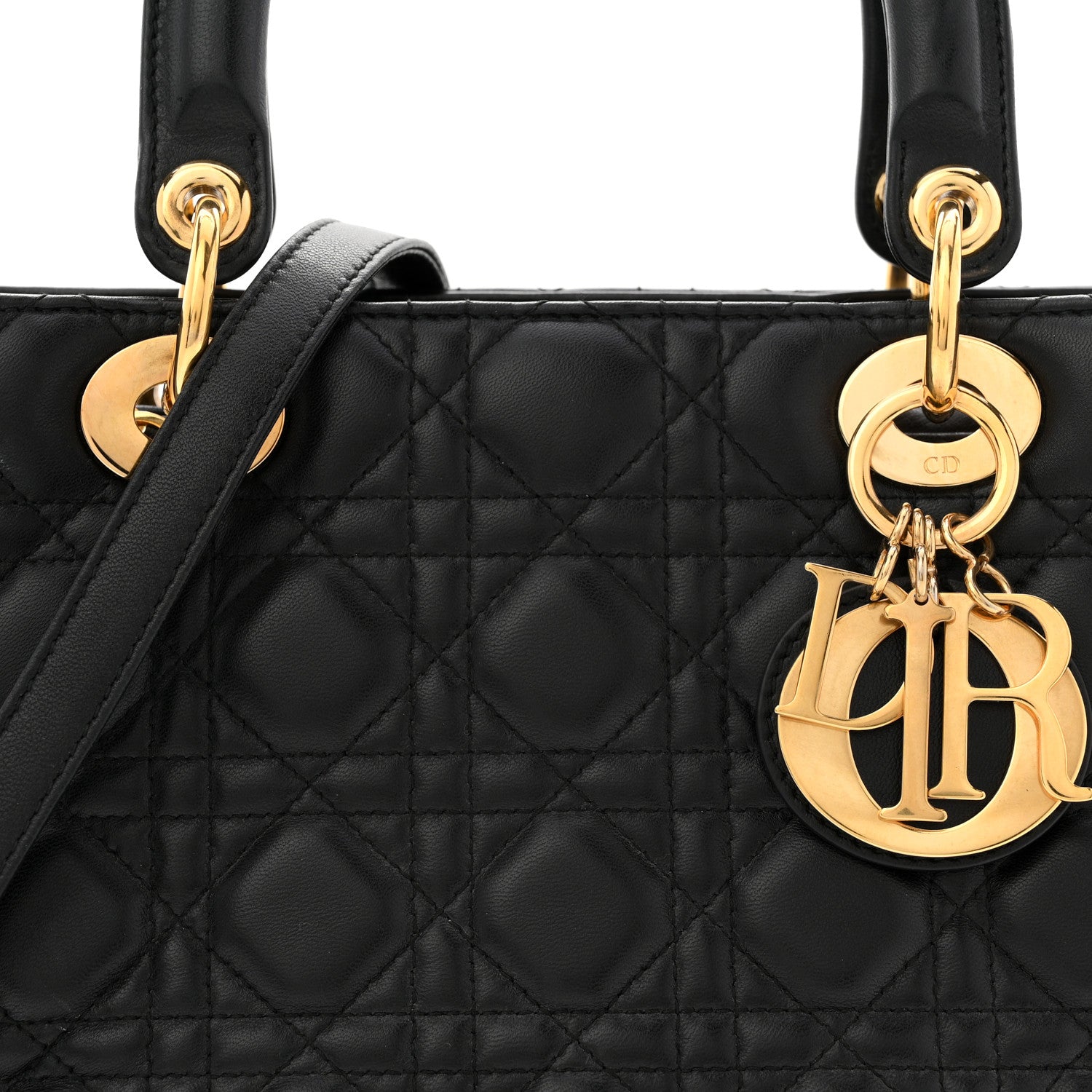 Christian Dior Lambskin Cannage Medium Lady Dior Black