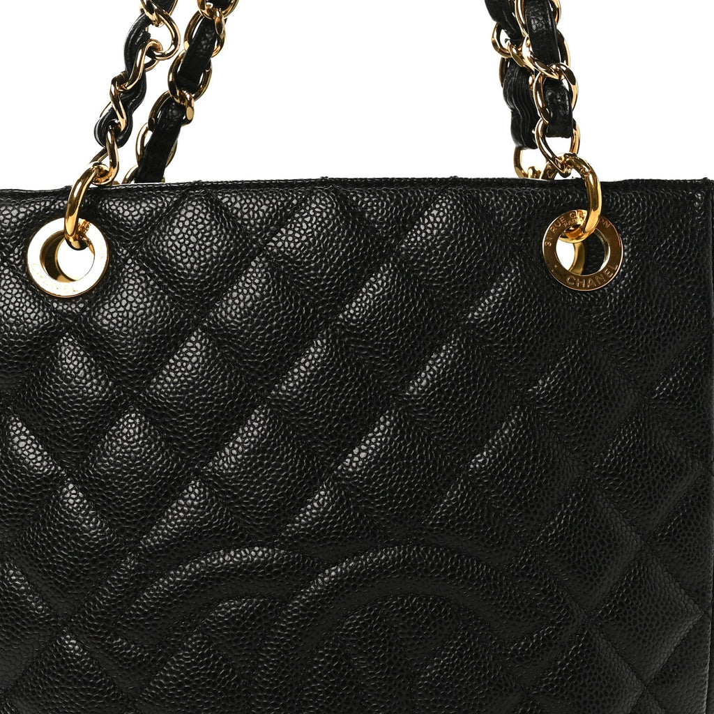 Chanel Caviar Quilted Petit Shopping Tote PST Black