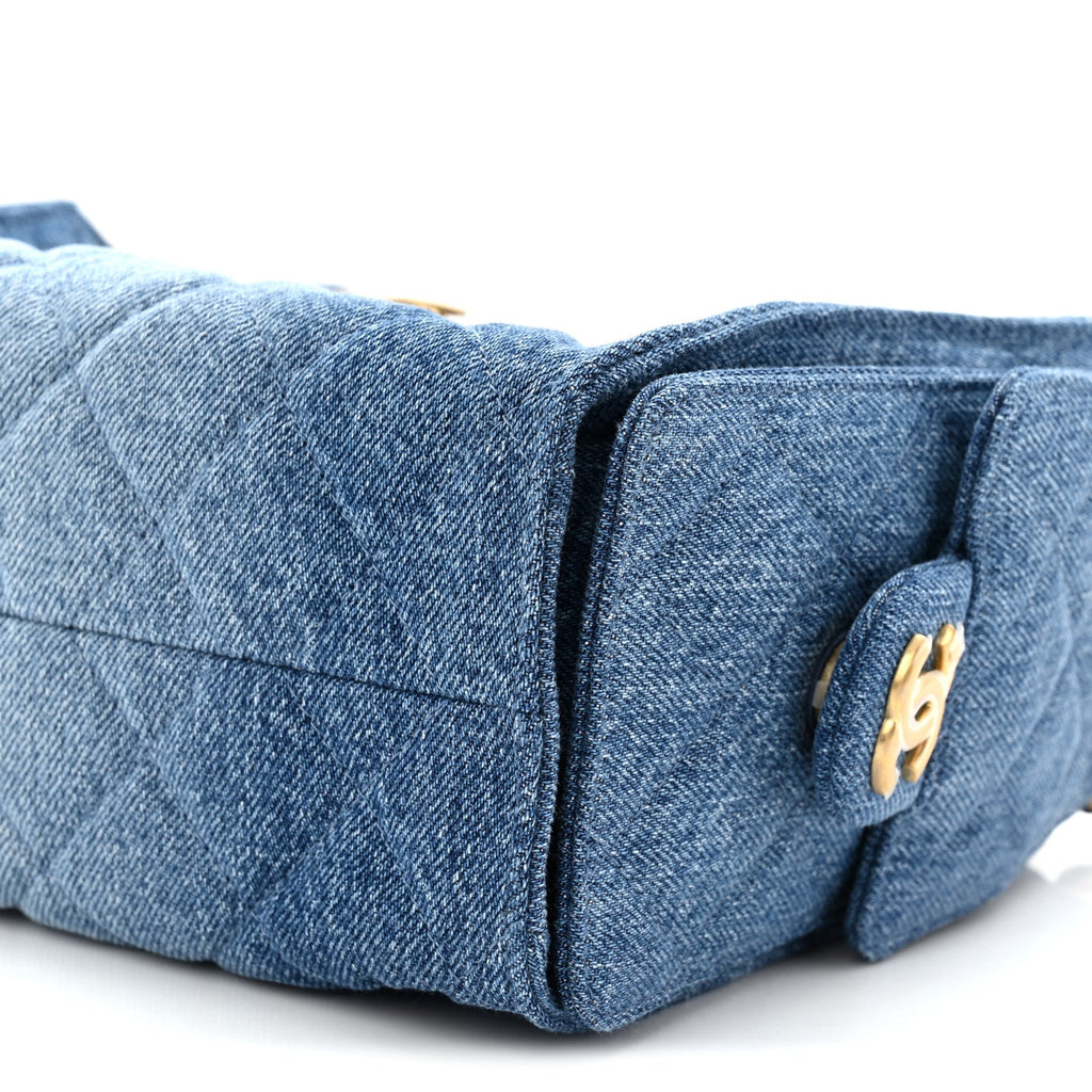 Chanel Washed Denim Quilted Mini Chanel 25 Handbag Blue