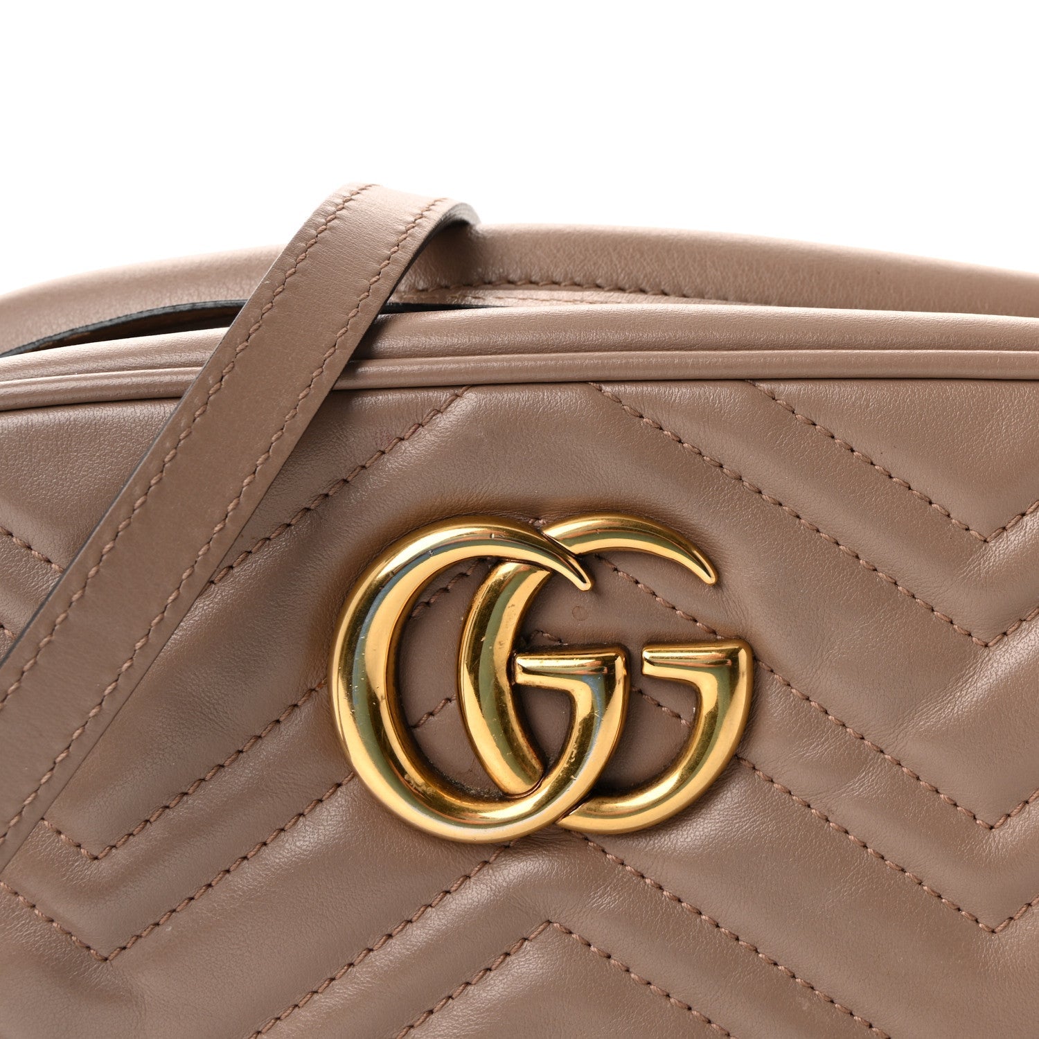Gucci Calfskin Matelasse Small GG Marmont Chain Shoulder Bag Porcelain Rose