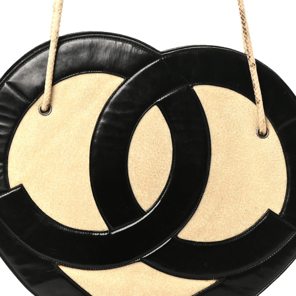Chanel Patent Terry Cloth CC Heart Shoulder Bag Black