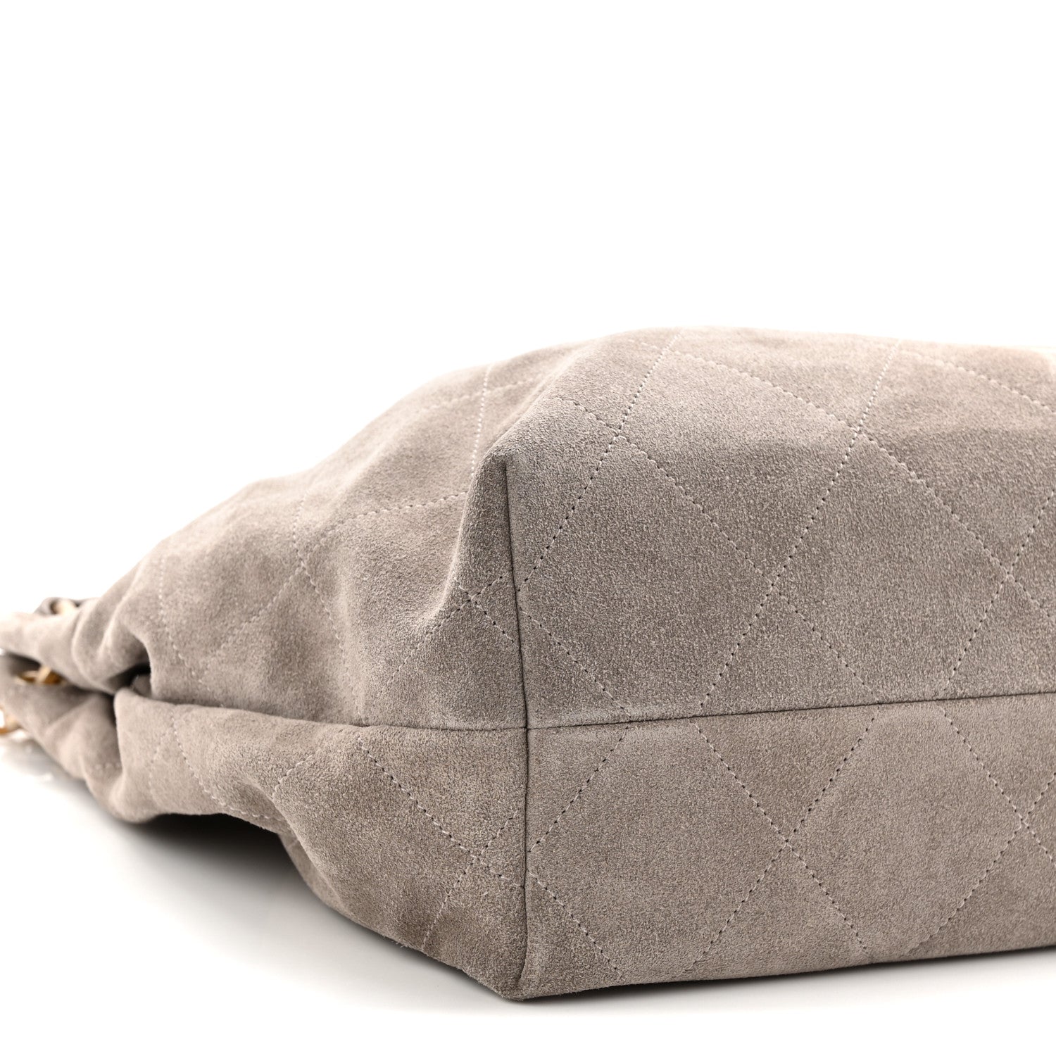 Chanel Suede Quilted Large Hobo Dark Grey