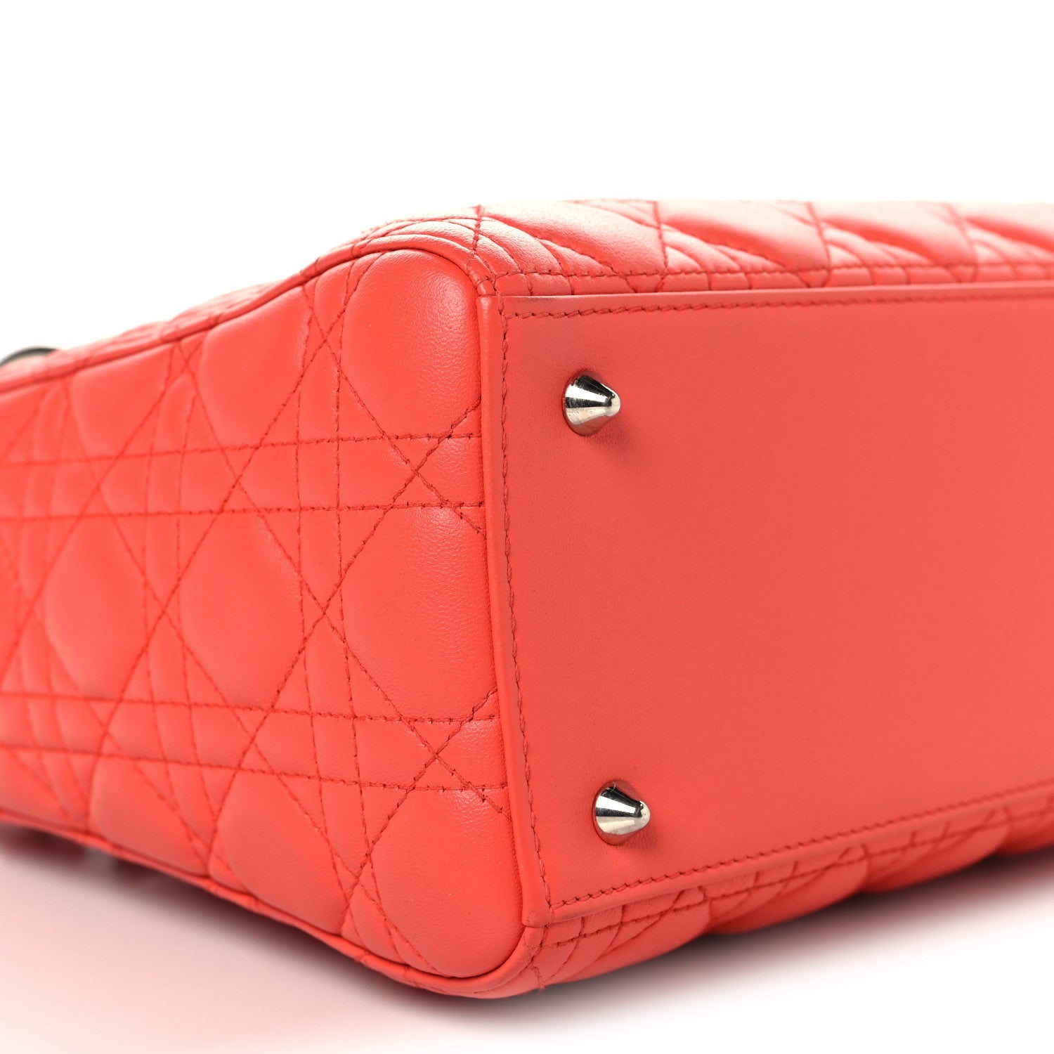 Christian Dior Lambskin Cannage Medium Lady Dior Coral
