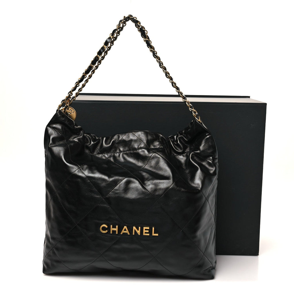 Chanel Shiny Calfskin Quilted Chanel 22 Black